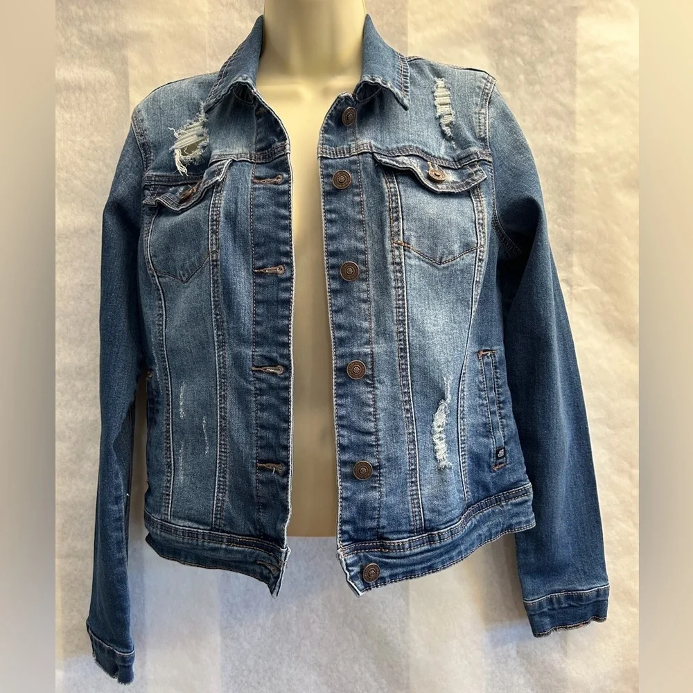 Denim Distressed Jean Jacket by Authentic Denim EN JEAN Collection Sz-M Z12 - Picture 2 of 10